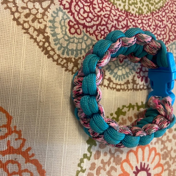 Pink blue Utility para cord gorpcore trail hiking camping survival bracelet - Picture 5 of 5